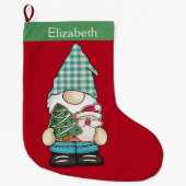 格言パーソナライズされたレッドグリーンクリスマスホリデー ラージクリスマスストッキング (正面)