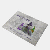 格言パープルハウス金ゴールド紙吹雪歓迎 ドアマット (アングル)