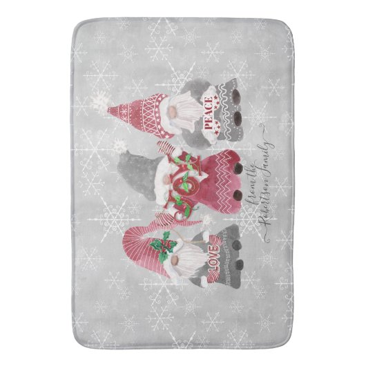 格言ファミリークリスマスラブジョイピーススノーフレーク バスマット (正面縦)