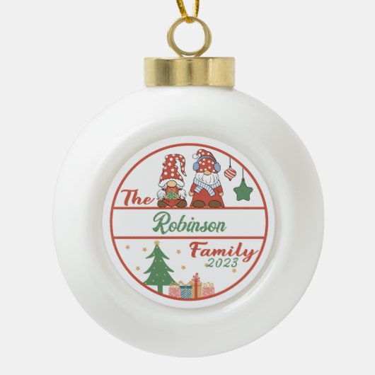 格言ファミリークリスマス セラミックボールオーナメント (正面)