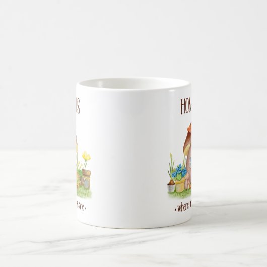 格言ホームきのこ植物の花園 コーヒーマグカップ (中央)