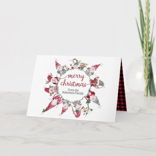 格言メリークリスマストナカイ水カラープレイド シーズンカード (正面)