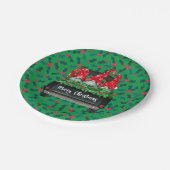 格言メリークリスマスホリー ペーパープレート (アングル)
