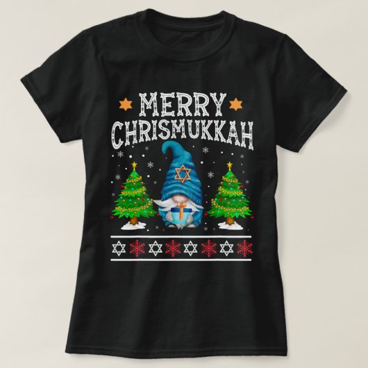 格言メリークリスムカハッピーハヌッカクリスマスG Tシャツ (デザイン正面)
