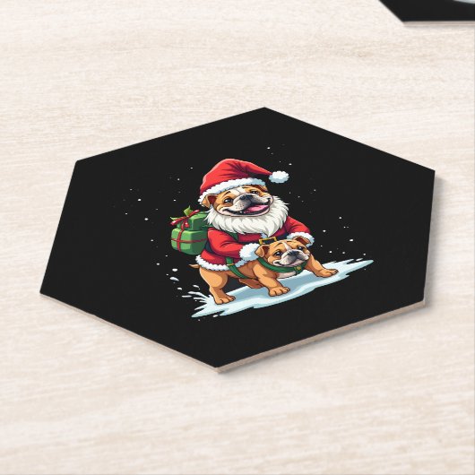 格言ライディングイングリッシュブルドッグクリスマスクリスマスボーイズG ペーパーコースター (アングル)