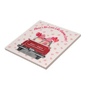 格言ラブピンクグリッターハートヴィンテージレッドトラック タイル (側面)