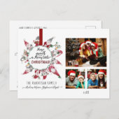 格言リトメリールクリスマスレッドグレーファミリー写真 シーズンポストカード (正面/裏面)