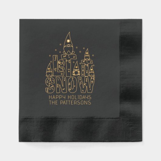 格言レット雪クリスマスパーソナライズされた休暇 箔ナプキン (正面)