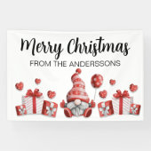 格言レッドハットギフトメリークリスマスファミリー名 横断幕 (横)