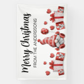 格言レッドハットギフトメリークリスマスファミリー名 横断幕 (縦)