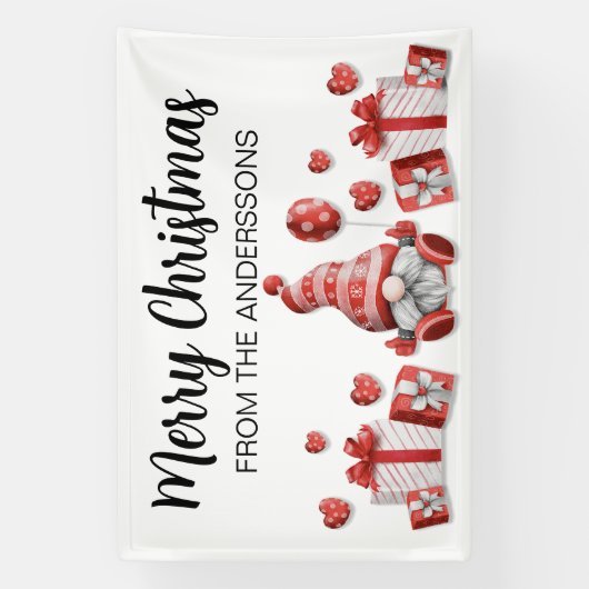 格言レッドハットギフトメリークリスマスファミリー名 横断幕 (縦)