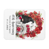 格言レッドフローラ3月40日結婚記念日 マグネット (横)