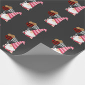 格言レッドブラックレオパード気球バレンタインデー ラッピングペーパー (角)