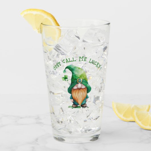 格言レプレシャン – Just Call Me Lucky パーソナライズされた タンブラーグラス (アイス正面)