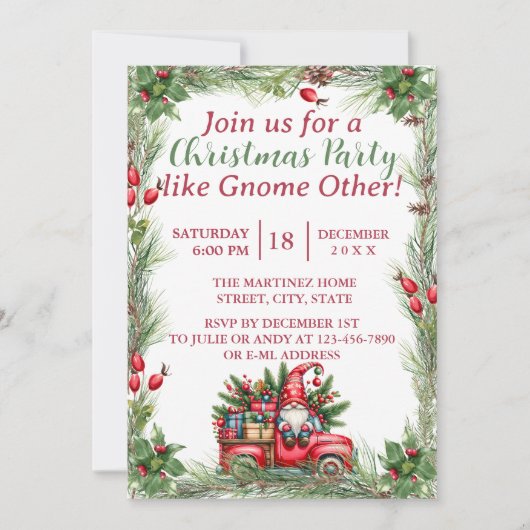 格言ヴィンテージレッドトラッククリスマスパーティー 招待状 (正面)