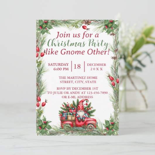 格言ヴィンテージレッドトラッククリスマスパーティー 招待状 (スタンド正面)