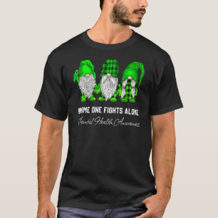 格言一人で戦うグリーンリボンメンタルヘルス Tシャツ