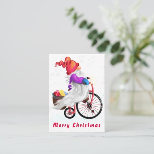 格言付き自転車とギフトのクリスマスカード ノートカード (スタンド正面)