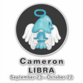 格言天秤座占星術サインエンジェル8"ビニールステッカー シール (正面)