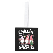 格言家族クリスマスの子供と私のgnomies キューブオーナメント (正面)
