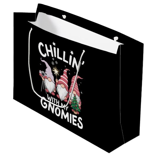 格言家族クリスマスの子供と私のgnomies ラージペーパーバッグ (正面アングル)