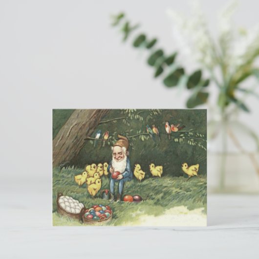 格言小妖精や小人イースター色色彩の鮮やかの卵の雛 シーズンポストカード (スタンド正面)