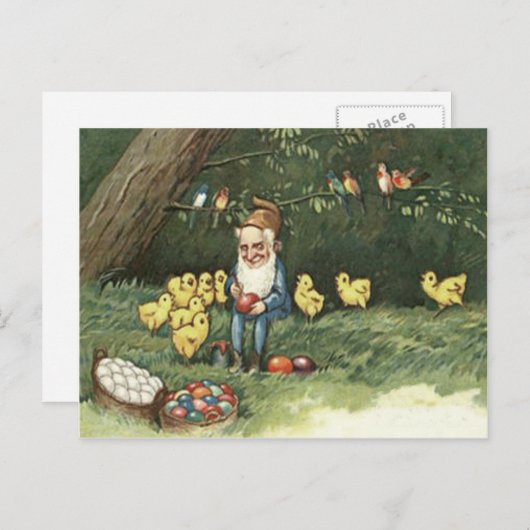 格言小妖精や小人イースター色色彩の鮮やかの卵の雛 シーズンポストカード (正面/裏面)
