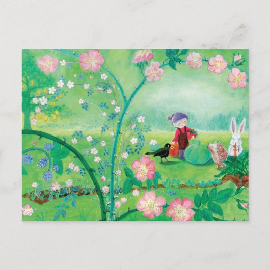 格言庭師、ブラックバード、ハリネズミと白うさぎ シーズンポストカード (正面)
