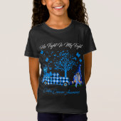 格言彼の戦いは私の戦い結腸がんアワレ Tシャツ (正面)