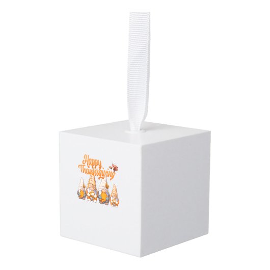 格言感謝変装トルコとプーを保持 キューブオーナメント (正面アングル)