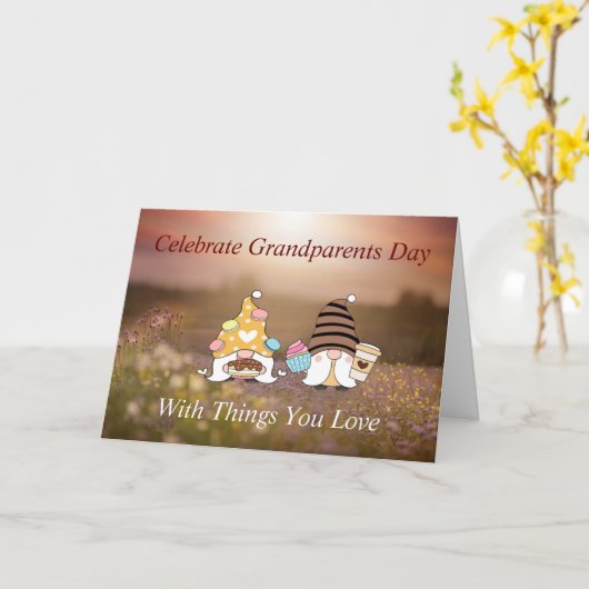 格言祖父母デイカードと風光明媚な牧草地 カード (黄色い花)