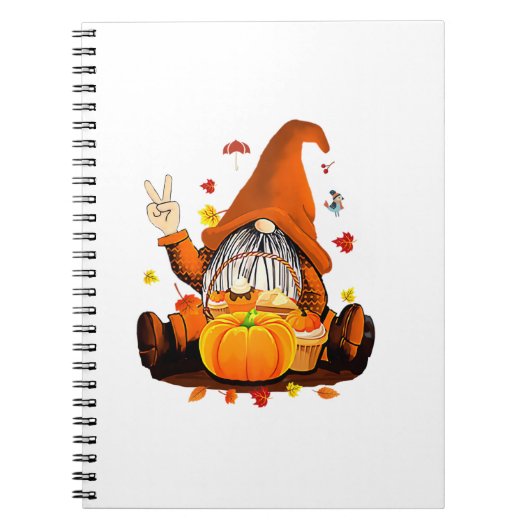 格言秋秋かわいいハロウィンサンクスギビングロン ノートブック (正面)
