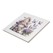 格言紫色のピンクの花ラベンダー蝶 タイル (側面)