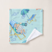 格言航海のモノグラム名ティール(緑がかった色)ブルーホワイト バスタオルセット (ウォッシュタオル)