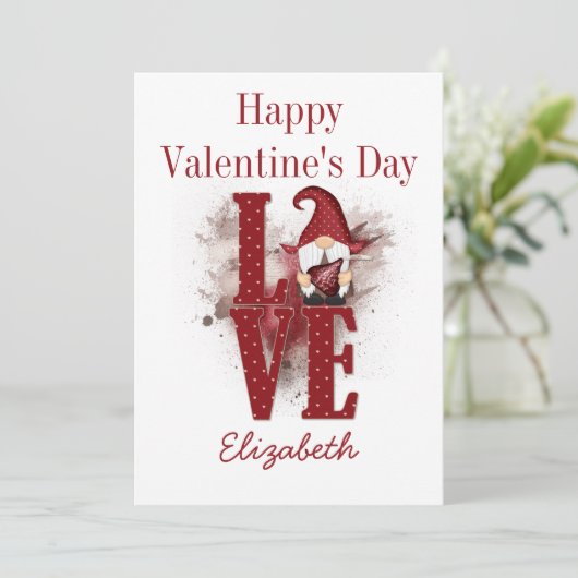 格言赤い愛かわいいパーソナライズされたバレンタインデー シーズンカード (スタンド正面)