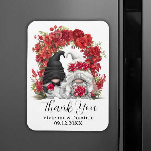 格言赤い花結婚様ありがとう マグネット