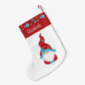 格言赤モダン葉縁ど休日の名前かわいい スモールクリスマスストッキング (裏面 (吊り時))