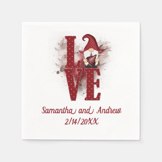 格言赤恋かわいいバレンタインデー結婚ズ スタンダードカクテルナプキン (正面)