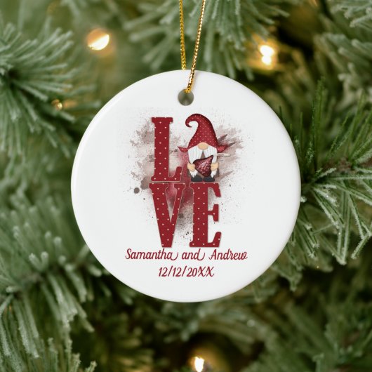 格言赤恋かわいい結婚のクリスマス セラミックオーナメント (ツリー)