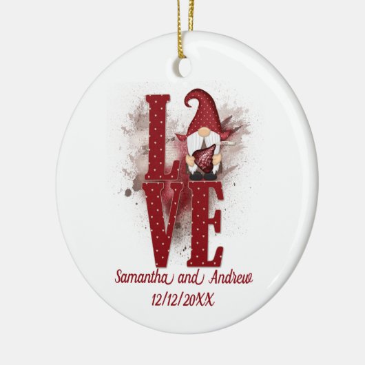 格言赤恋かわいい結婚のクリスマス セラミックオーナメント (左)