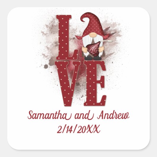 格言赤恋カワイイ結婚ズ記念日 スクエアシール (正面)