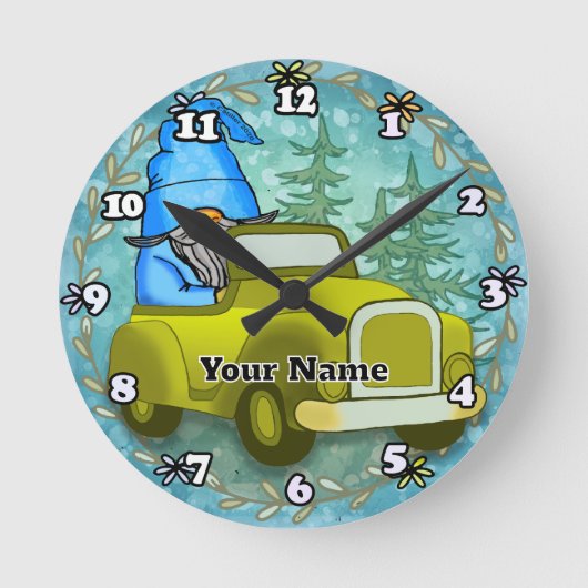 格言運転車 ラウンド壁時計 (正面)