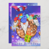 格言飛んでいるバルーンとギフト与え-誕生日 (正面/裏面)