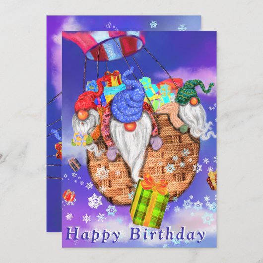 格言飛んでいるバルーンとギフト与え-誕生日 (正面/裏面)