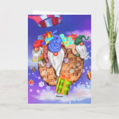 格言飛んでいるバルーンとギフト与え-誕生日 カード (裏面)