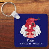 格言魚座Astrologyサインエンジェルキーチェーン キーホルダー (正面)