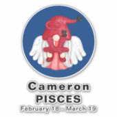 格言魚座Astrology Sign Angel 8"ビニールステッカー シール (正面)