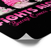 格言1人がピンクの乳がん患者を抱えて闘う ポスター (角)