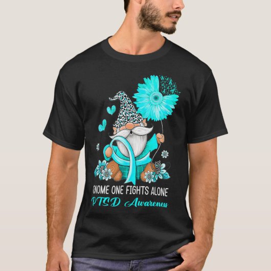格言1人だけで戦うティール（緑がかった色）リボン戦士Ptsd Aw Tシャツ (正面)