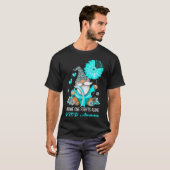 格言1人だけで戦うティール（緑がかった色）リボン戦士Ptsd Aw Tシャツ (正面フル)